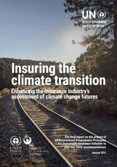 Insuring the climate transition: Enhancing the insurance industry’s assessment of climate change futures - The overall aim of this pilot project is to contribute to the development of consistent and transparent analytical approaches that can be used to identify, assess and disclose climate change-related risks and opportunities in insurance underwriting portfolios. 