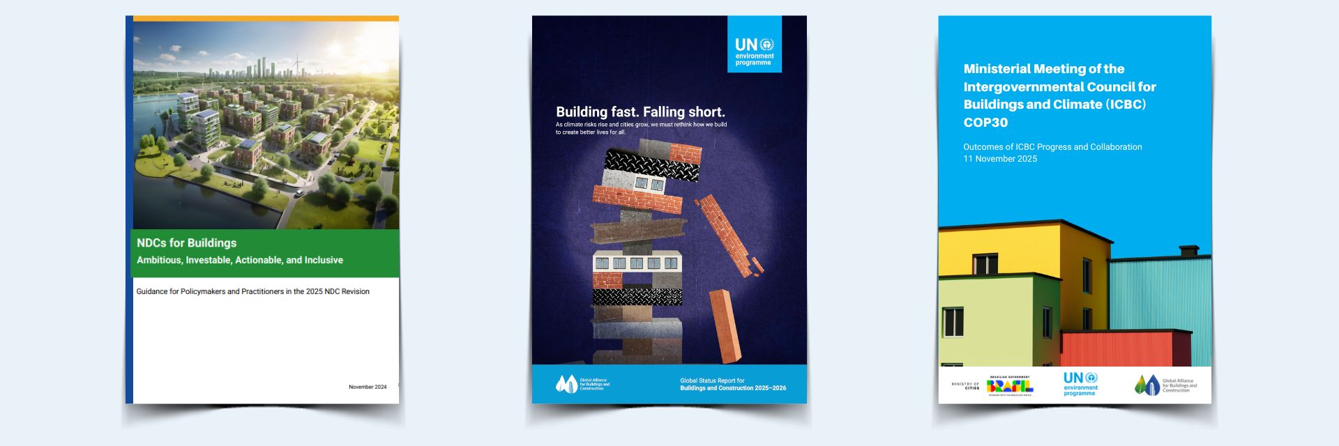publications - NDCs in buildings, GSRBC, Ministerial ICBC